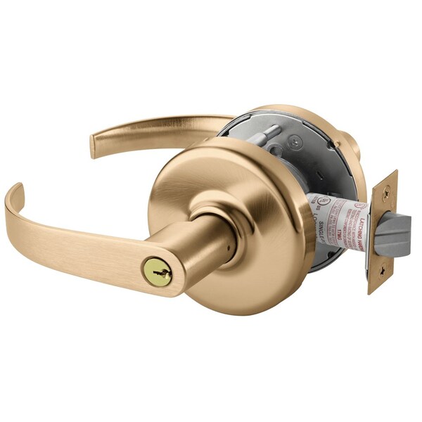 Grade 1 Storeroom/Closet Cylindrical Lock, Princeton Lever, Conventional Cylinder, Satin Bronze Fini